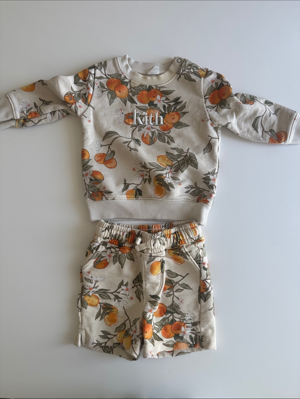 Kith Cream & Orange Blossom Kids Sweatshirt and Shorts Set